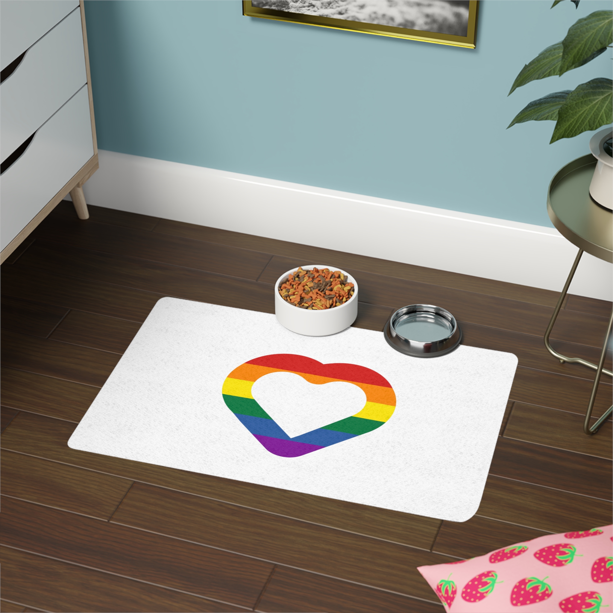 Pride Flag Heart Shape Icon Isolated White Background Lgbt Love Modern Sign Vector Illustration Pet Food Mat 12x18 - Image 4