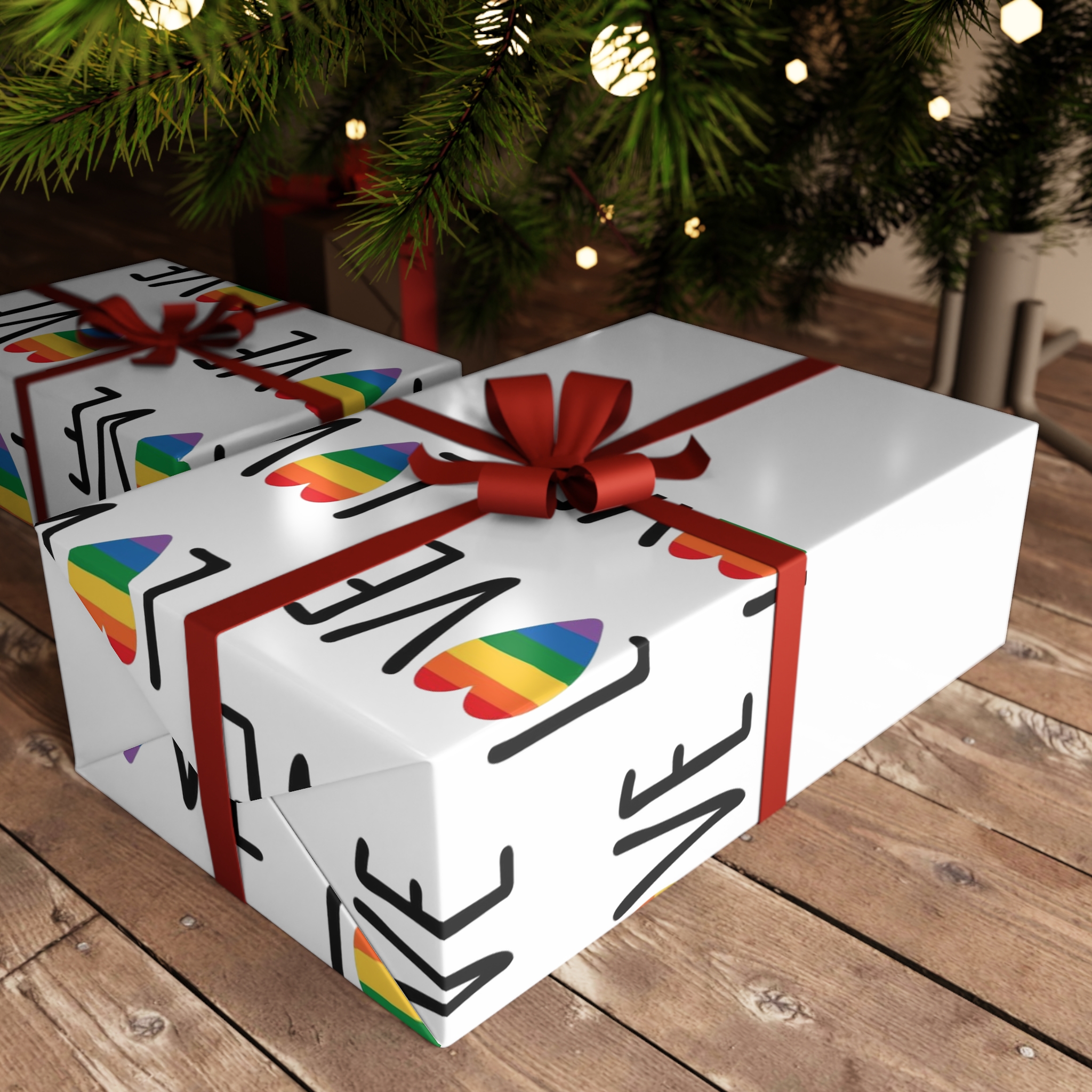 Seamless Pattern Lgbt Rainbow Love Text Gift Wrapping Paper Sheets 1pc - Image 3