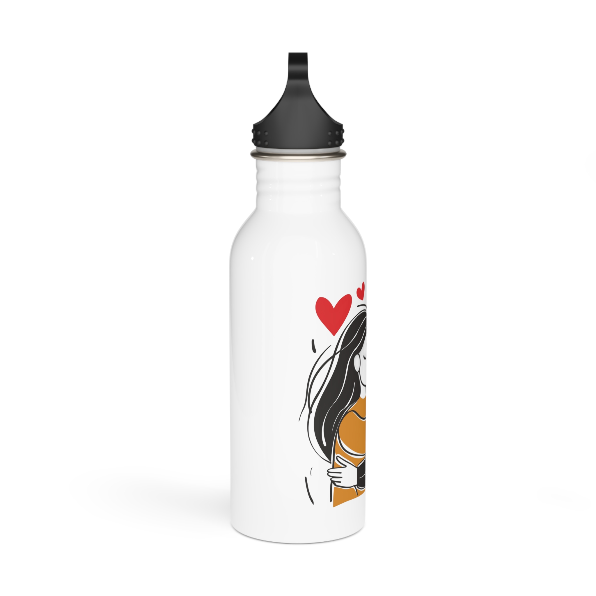 Drawing Two Women Hugging Red Heart Them Stainless Steel Water Bottle - Image 2