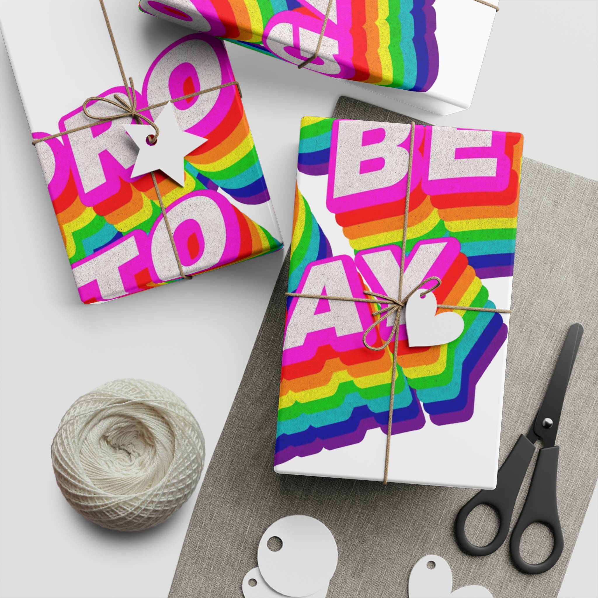 Rainbow Word Proud Be Gay Typography Design Element Gift Wrapping Paper Sheets 1pc - Image 2