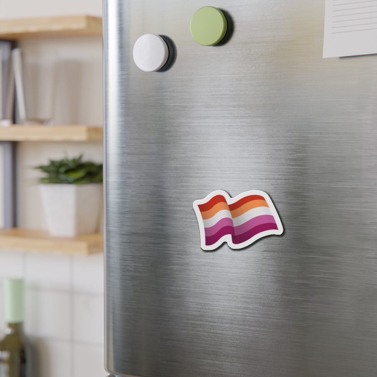 Flag Lesbian Lgbtq Ribbon Style Flag That Conveys Sense Movement Waving Effect Die Cut Magnets - Image 6