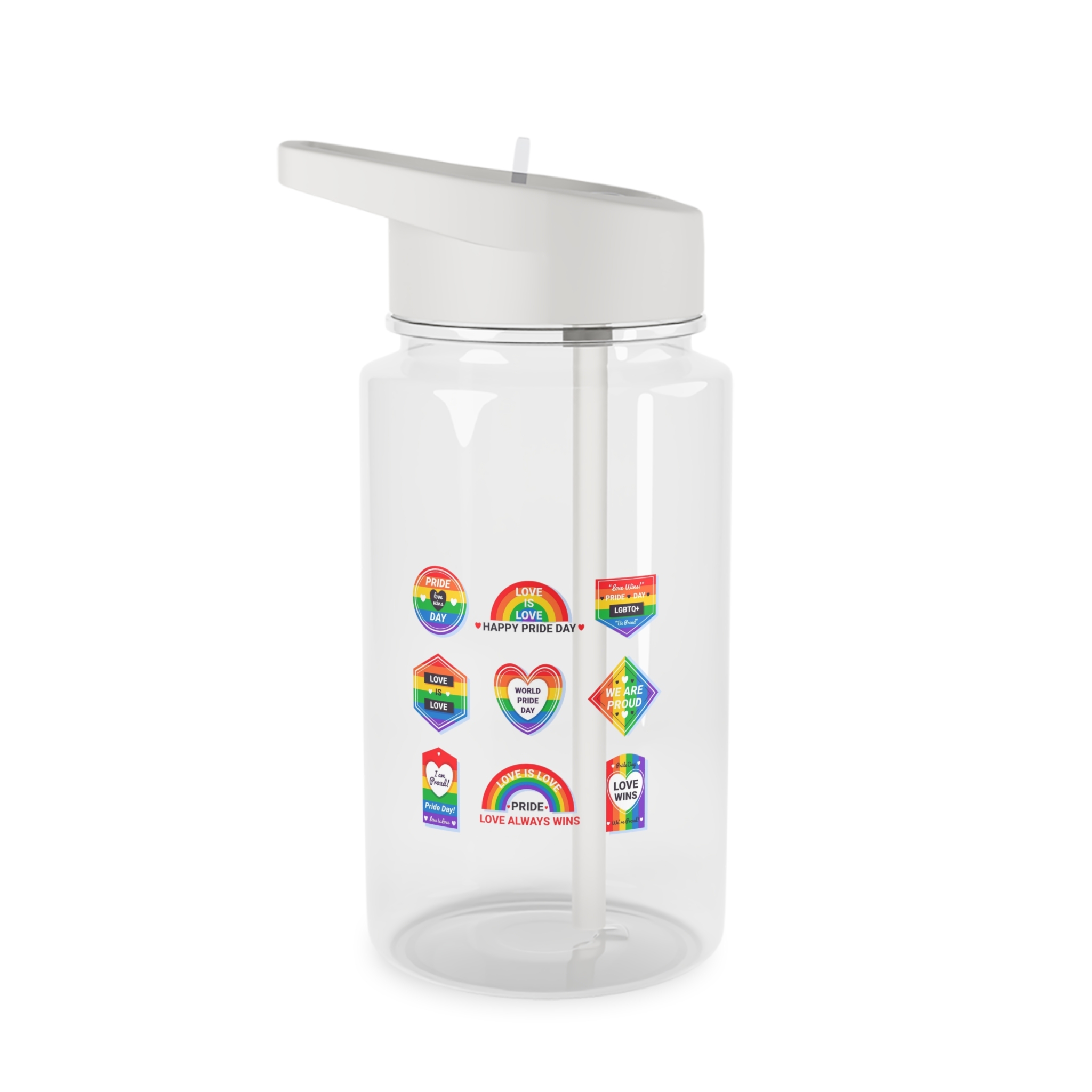 Pride Day Labels Concept Tritan Water Bottle