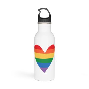 Vector Hand Drawn Lgbt Rainbow Flag Heart Stainless Steel Water Bottle