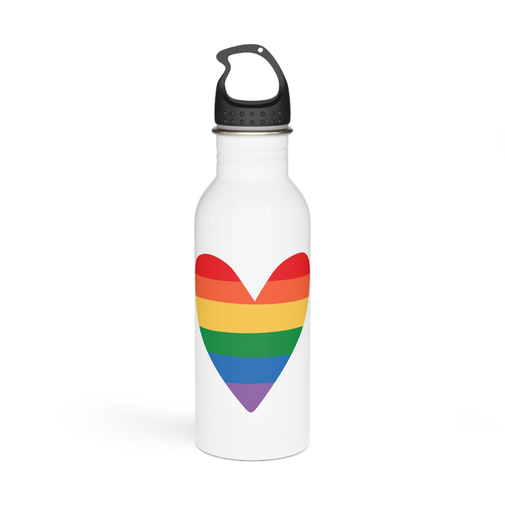 Vector Hand Drawn Lgbt Rainbow Flag Heart Stainless Steel Water Bottle