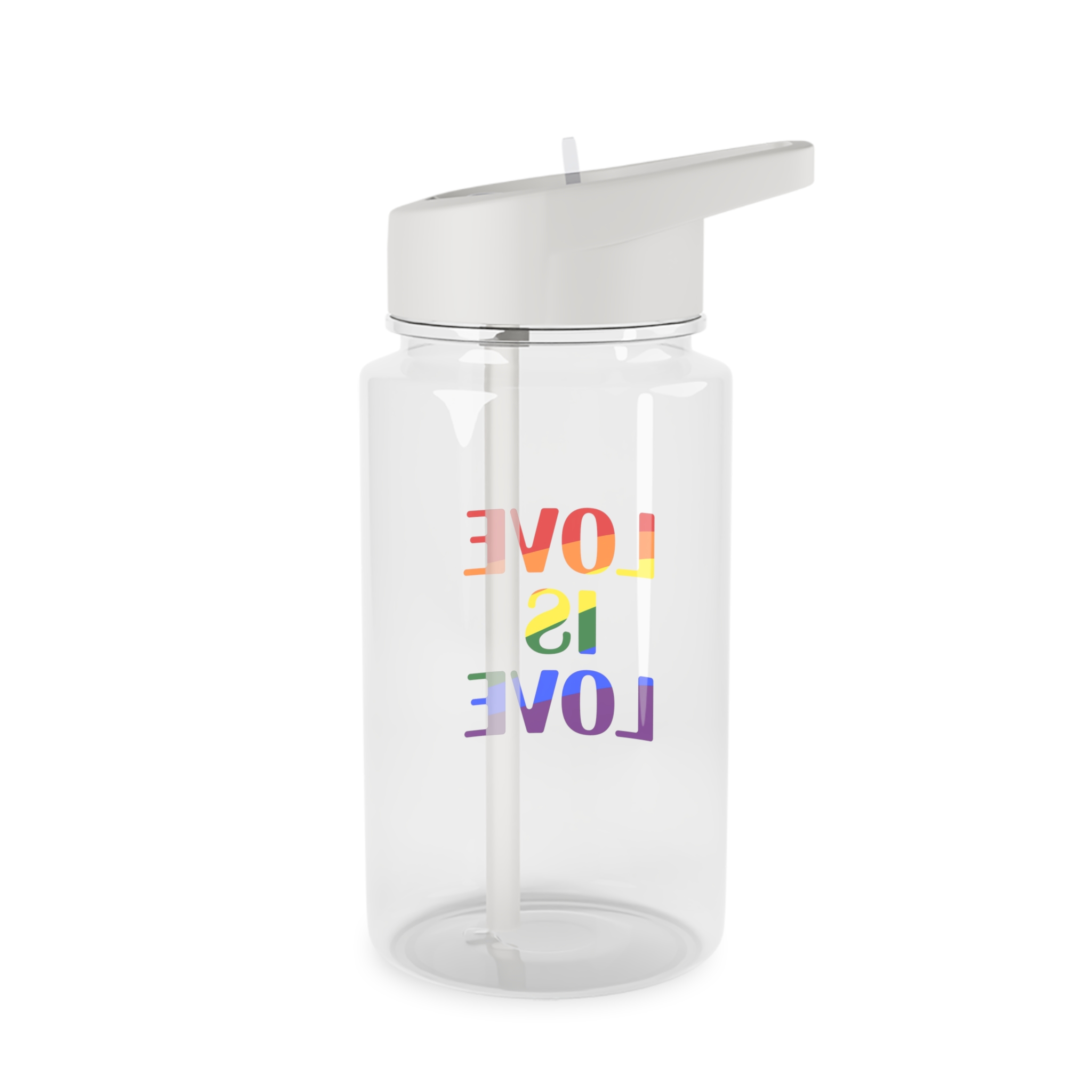 Love Is Love With Rainbow Colors Slogan Typography Banner Tritan Water Bottle - Image 2