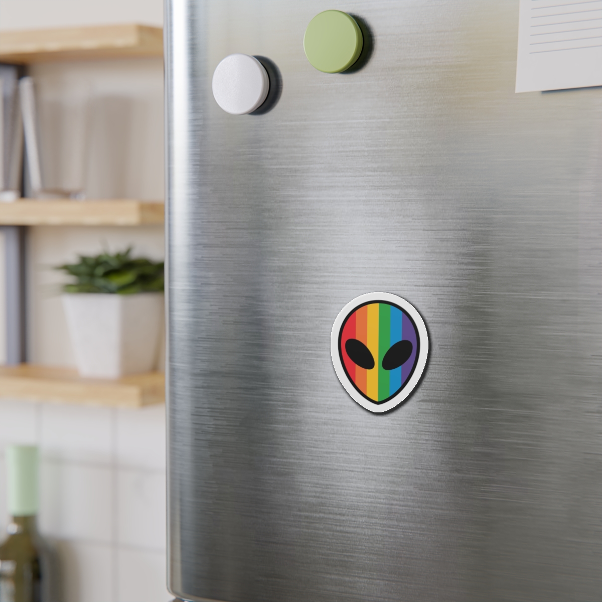 Rainbow Alien Head Lgbt Pride Illustration Die Cut Magnets - Image 6