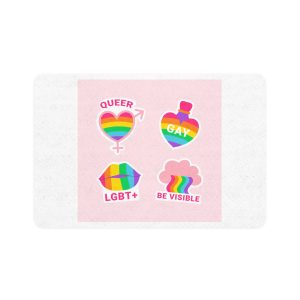 Flat Labels Collection Pride Month Celebration Pet Food Mat 12x18