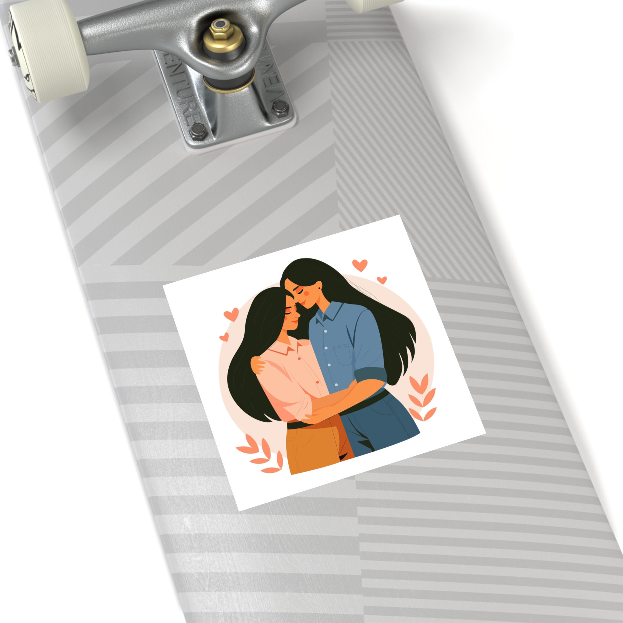 Indian Lesbian Couple Love Hugging Laminate Stickers Square - Image 36