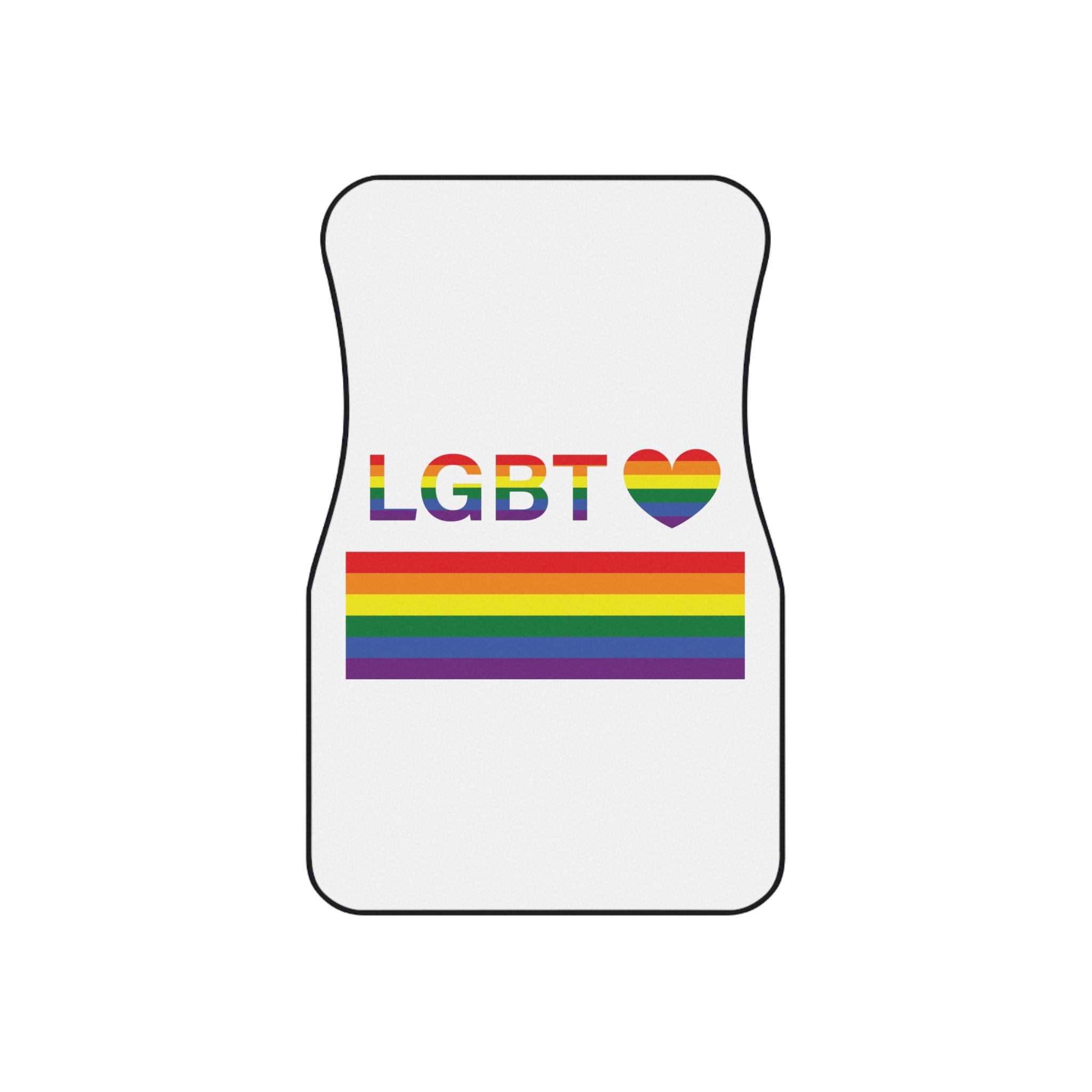 Lgbt Word Text Letter With Heart Rainbow Color Flag Isolated White Background Vector Illustration Car Mats Set Of 4 - Image 2