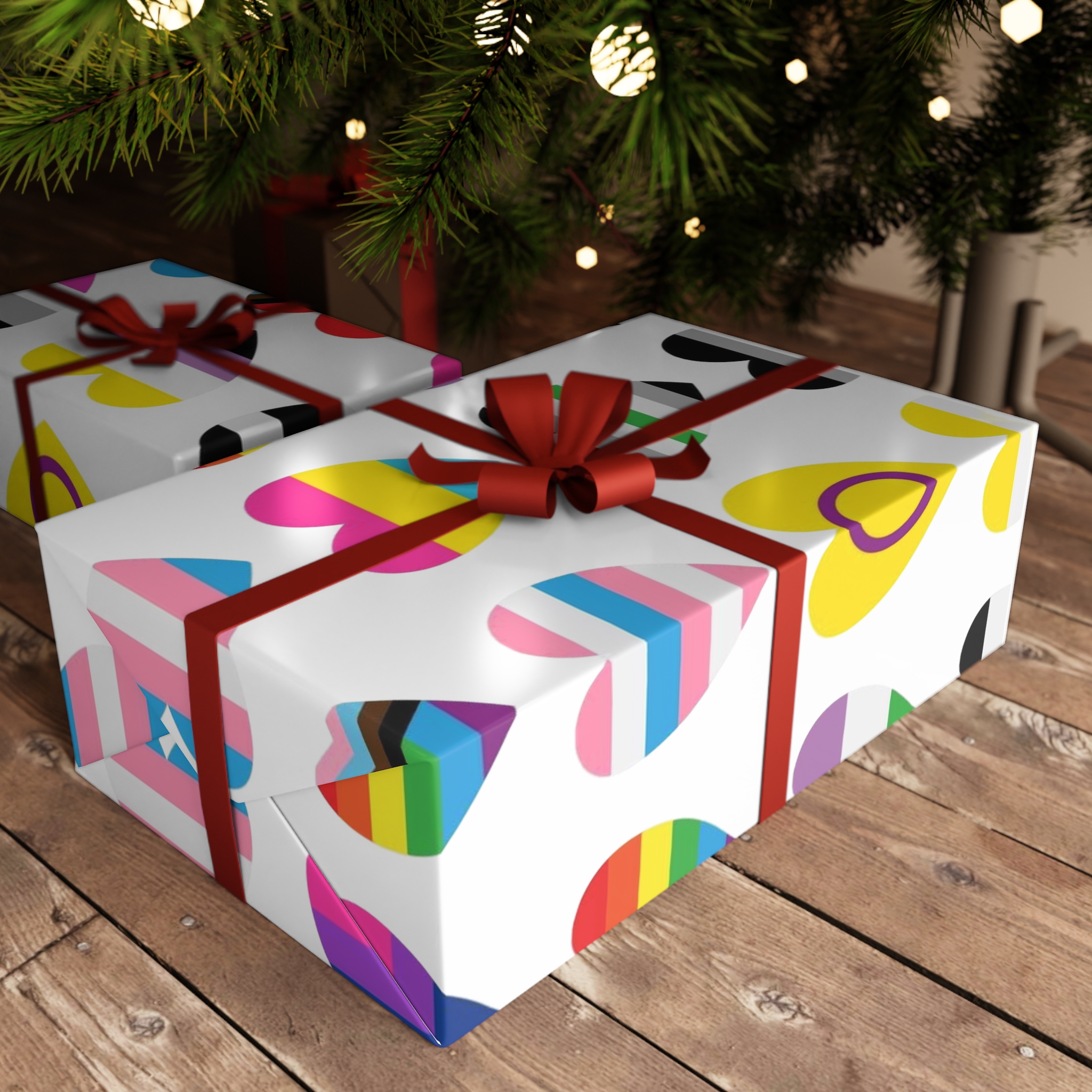 Vector Seamless Pattern Gender Lgbt Flag Heart Gift Wrapping Paper Sheets 1pc - Image 6