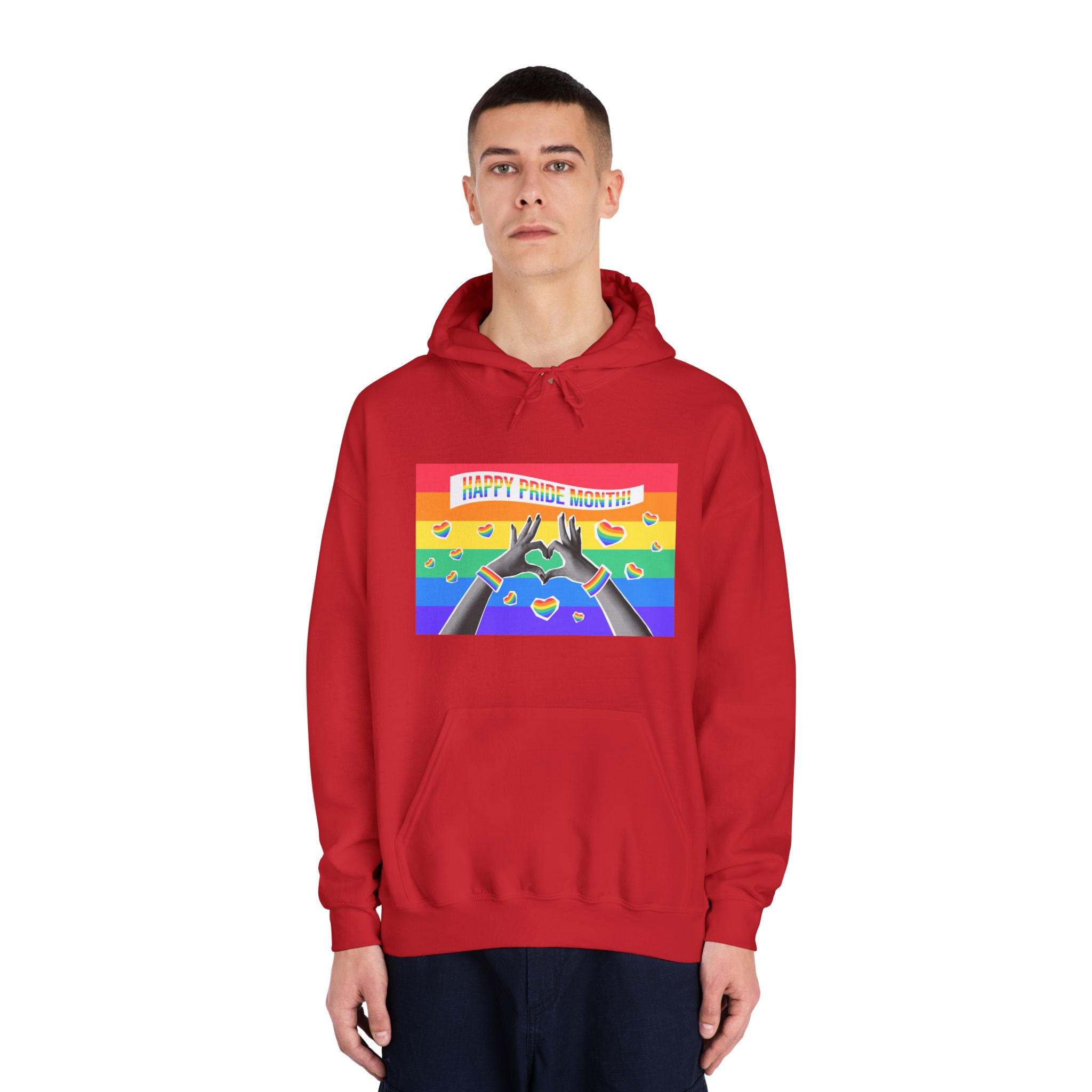 Lgbtq Pride Month Card Y2k Style Trendy Retro Collage Halftone Hands Unisex Dryblend Hooded Sweatshirt - Image 35