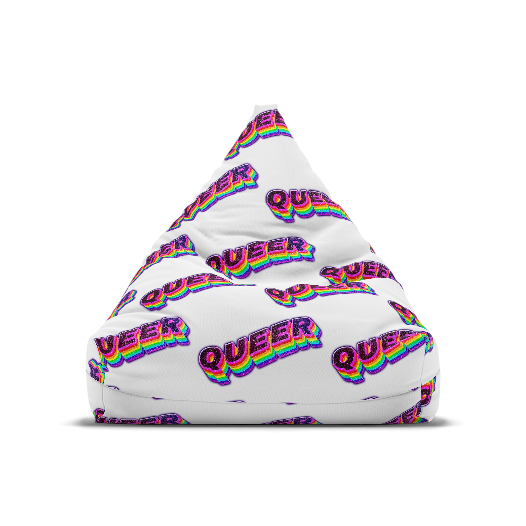 Queer Png Word Rainbow Typography Bean Bag Chair Cover - Image 5