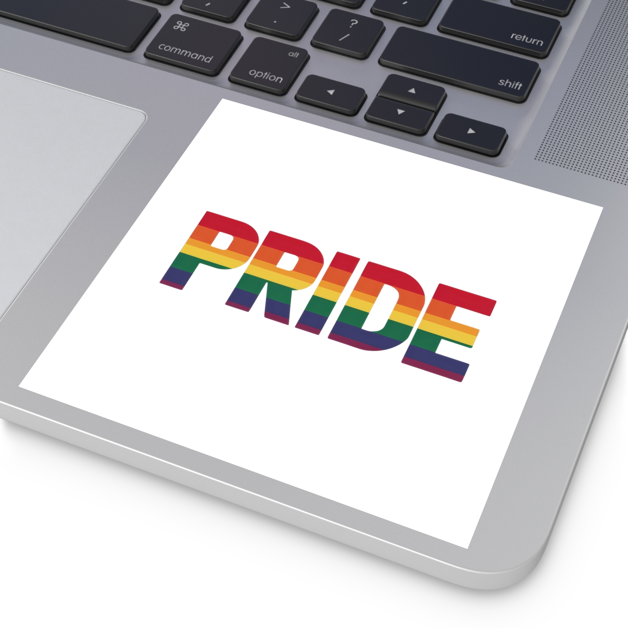 Rainbow Colored Text That Says Rainbow Middle Laminate Stickers Square - Image 47