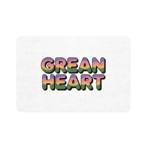 Green Heart Colorful Typography Pet Food Mat 12x18