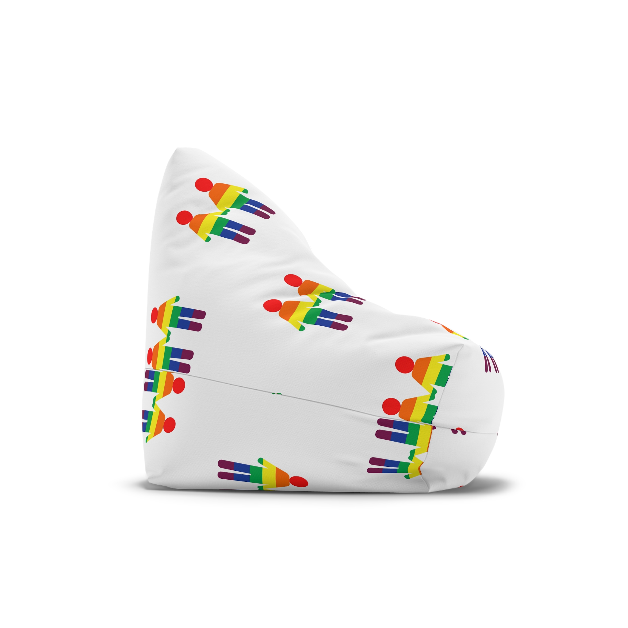 Gay Couple Holding Hands With Rainbow Color Background Vector Bean Bag Chair Cover - Image 3