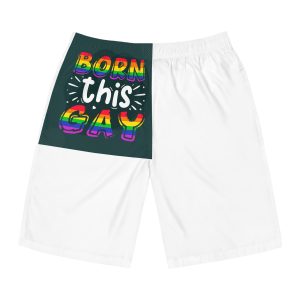 Born This Gay Premium Gay Pride Lettering Vector Design Mens Board Shorts Aop