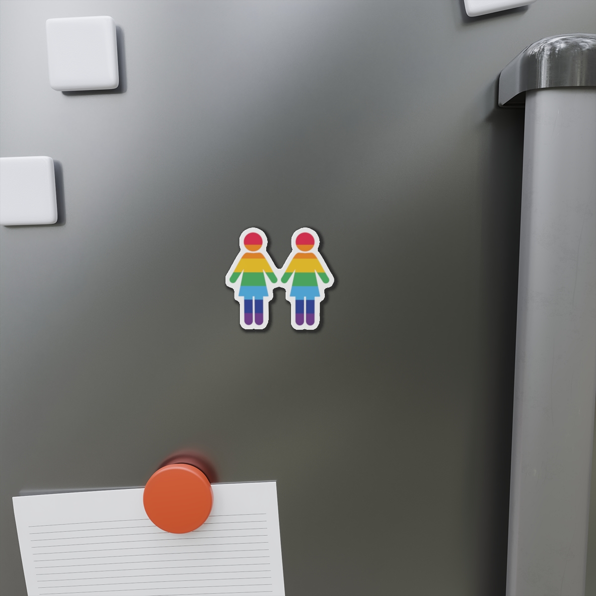 Lgbt Pride Two Lesbians Vector Icon Rainbow Colors Vector Illustration Die Cut Magnets - Image 2