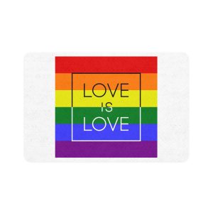 Lgbt Card Text Love Is Love Background Flag Colors Vector Illustration Pet Food Mat 12x18