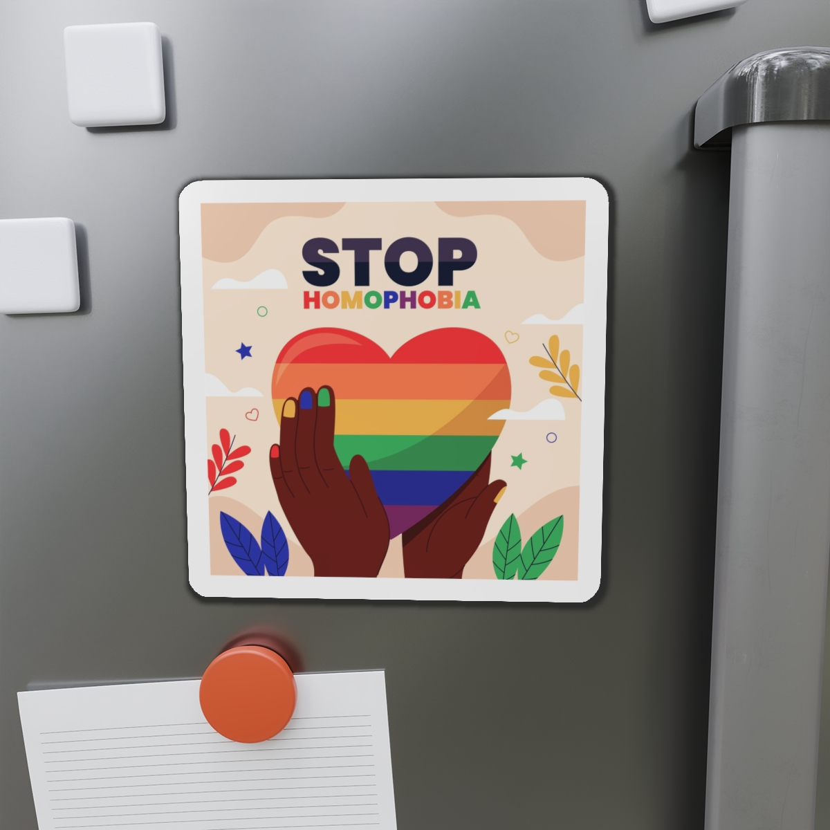 Hand Drawn Stop Homophobia Message Illustrated Die Cut Magnets - Image 14