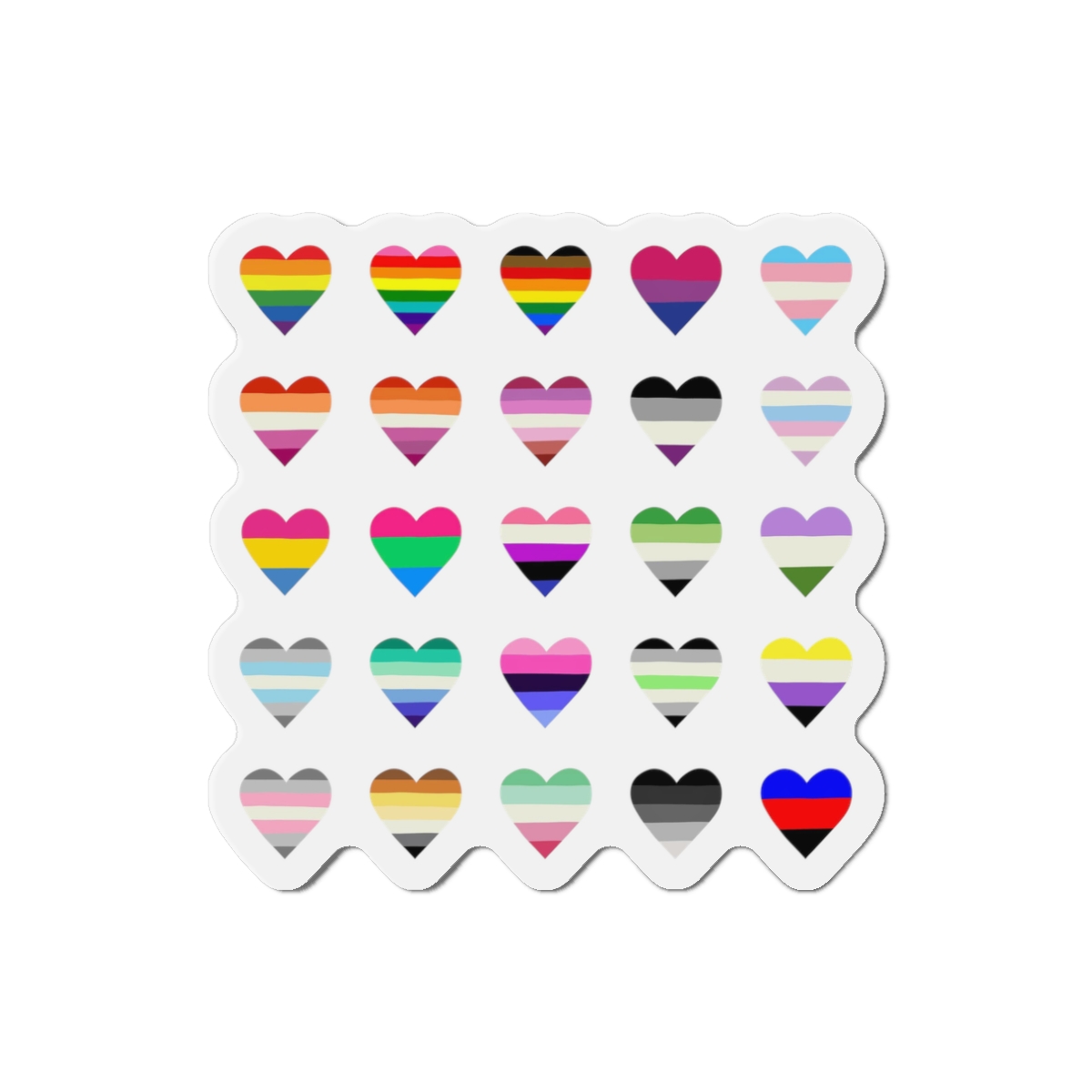 Set Colorful Lgbtq Pride Flag Heart Shape Gender Equality Sexual Identity Pride Flags Collection Lgbtqia Community Pride Month Die Cut Magnets - Image 4