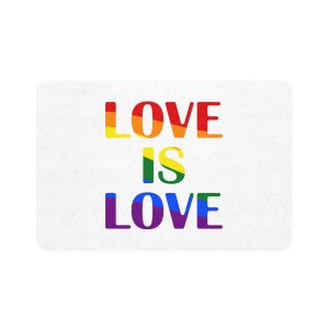 Love Is Love With Rainbow Colors Slogan Typography Banner Pet Food Mat 12x18