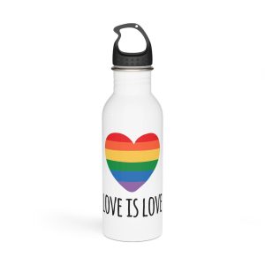 Vector Sketch Lgbt Rainbow Love Is Love Lettering Stainless Steel Water Bottle