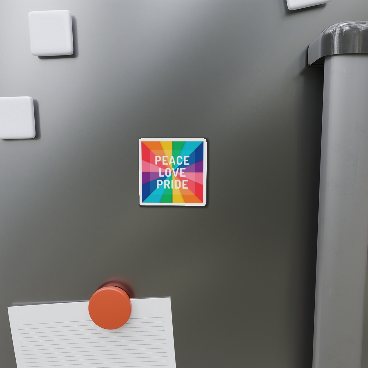 Rainbow Colored Background With Peace Love Pride Concept Pride Month Die Cut Magnets - Image 2
