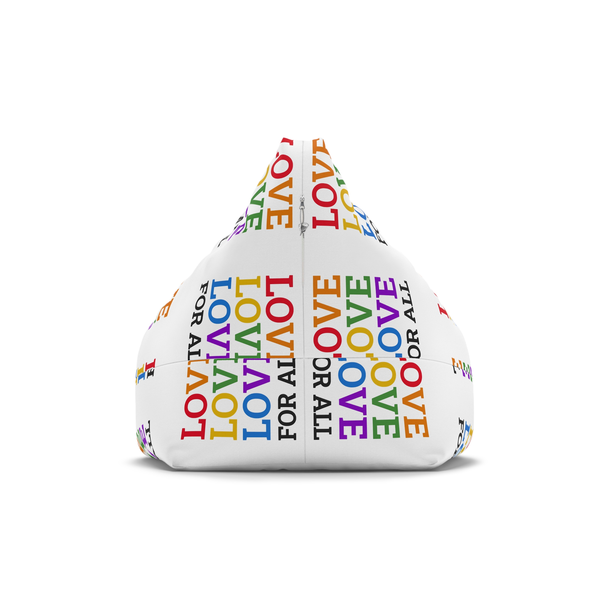 Love All Lgbtq Pride Month Positive Quote Rainbow Color Typographic Art White Background Bean Bag Chair Cover - Image 2