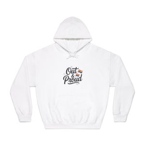 Out Proud T Shirt Design Isolated White Background(1) Unisex Dryblend Hooded Sweatshirt