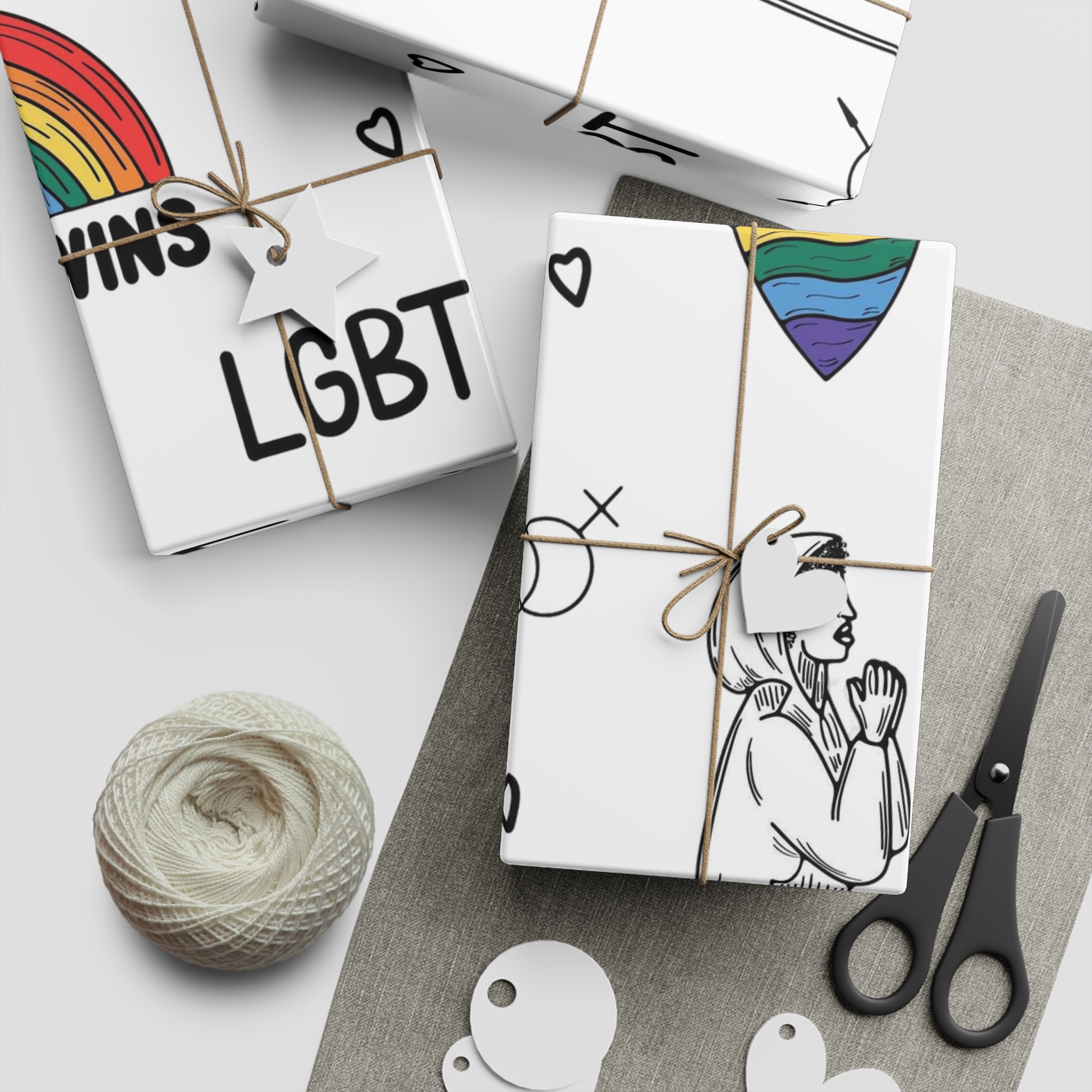 Engraving Hand Drawn Set Lgbt Elements Pride Collection Gift Wrapping Paper Sheets 1pc - Image 5