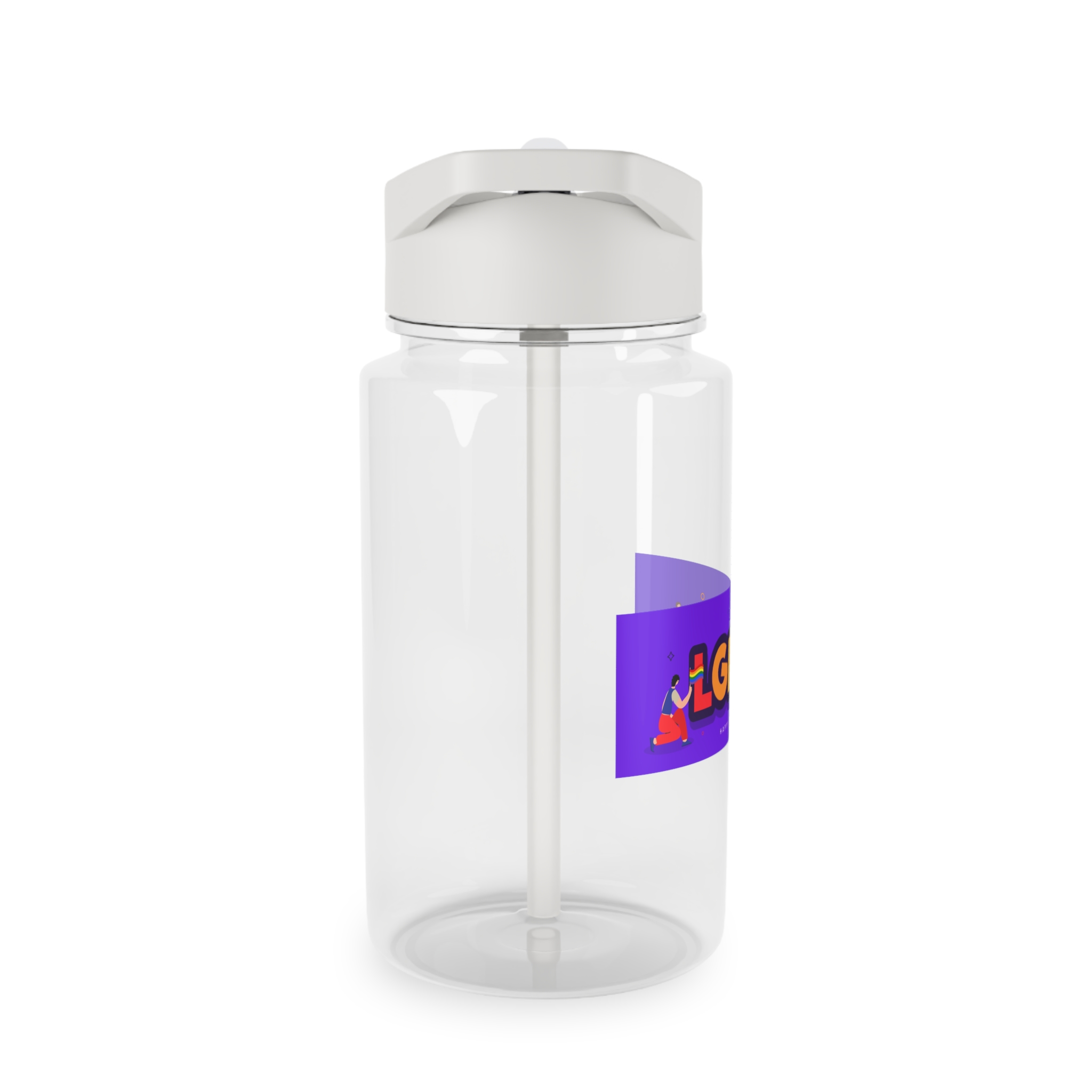 Lgbtq Community Banner Design With Illustration Gay Couple Tritan Water Bottle - Image 4