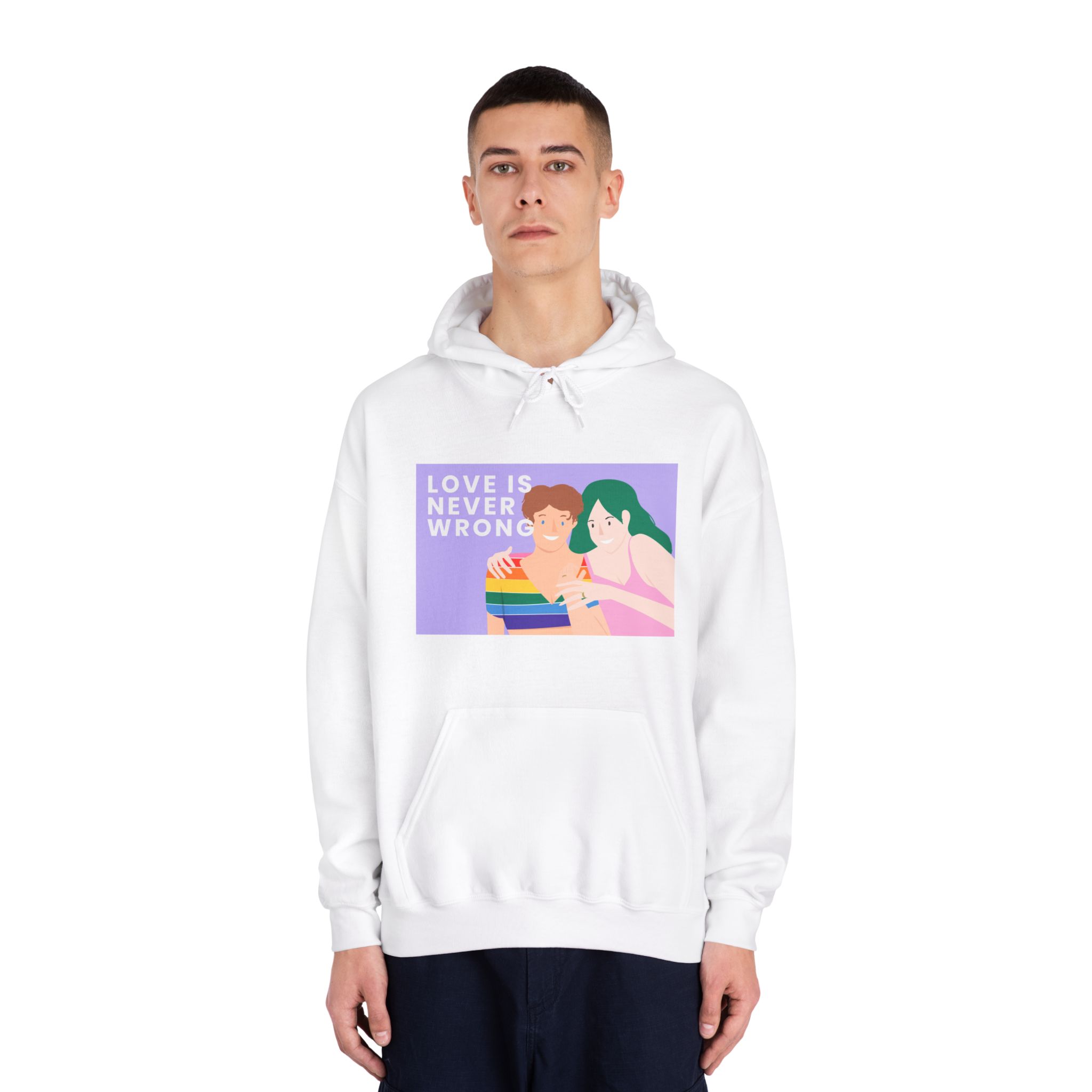 Lgbtq Gay Couple Banner Template Pride Month Unisex Dryblend Hooded Sweatshirt - Image 3