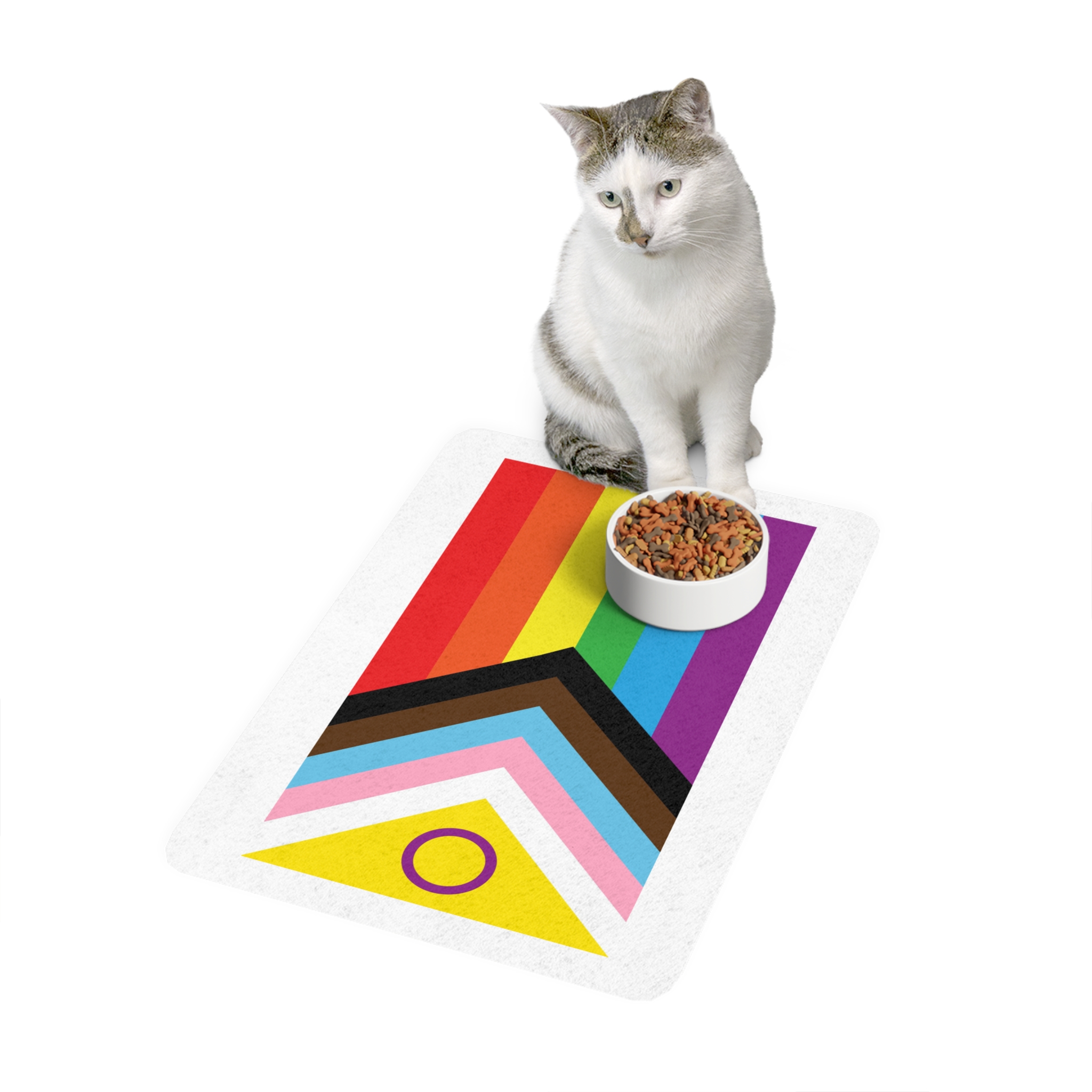 Intersex Inclusive Progress Pride Flag Pet Food Mat 12x18 - Image 3