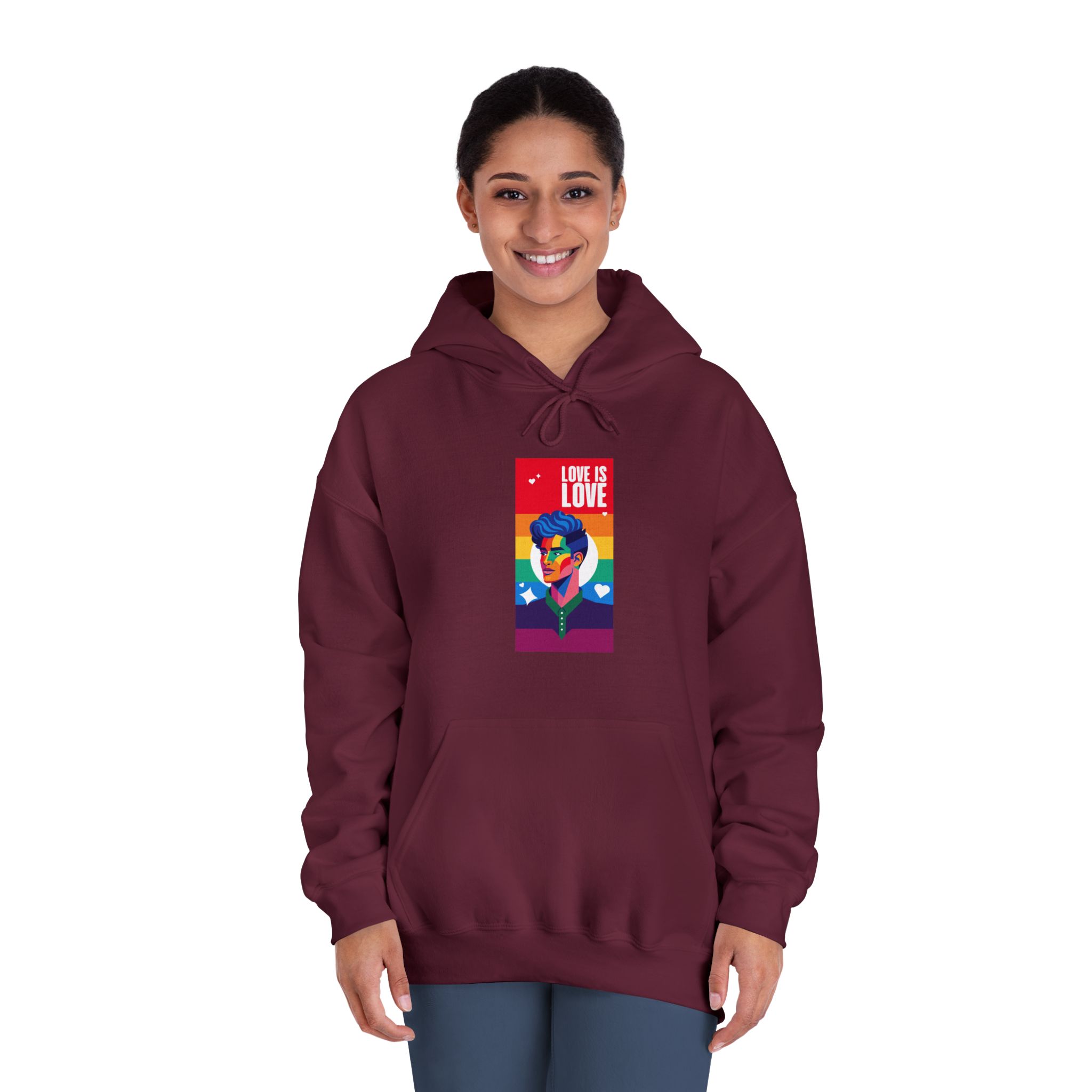 Poster Man With Rainbow Colored Face Rainbow Colored Background Unisex Dryblend Hooded Sweatshirt - Image 20