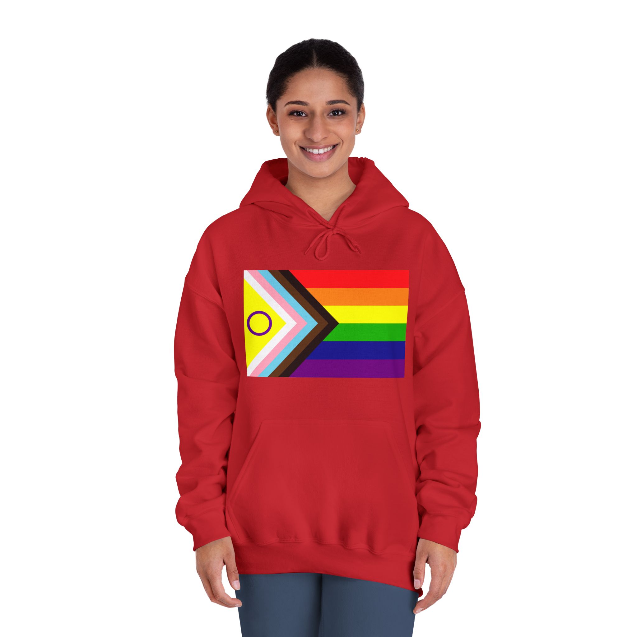 Lgbtq Pride Flag New Lgbtq Pride Flag Vector Updated Intersex Inclusive Progress Pride Flag Unisex Dryblend Hooded Sweatshirt - Image 36