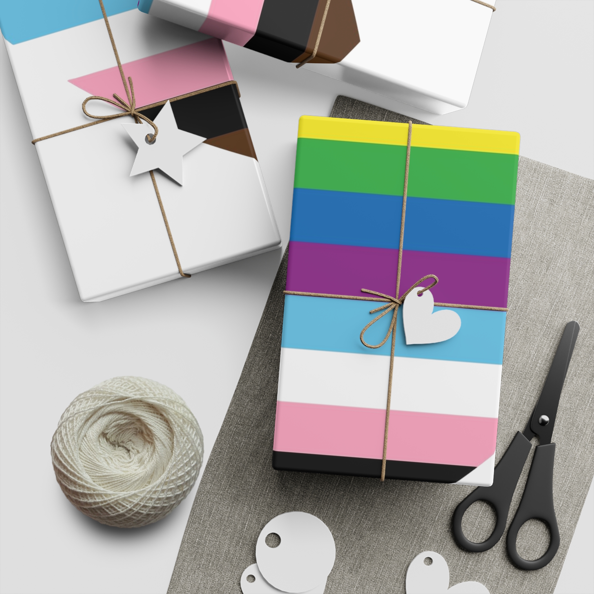 Progress Pride Flag Heart Symbol Love Inclusion Gift Wrapping Paper Sheets 1pc - Image 5