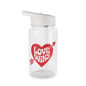 Love Wins Inscription Red Heart Pierced With Cupid39s Arrow Transparent Background Tritan Water Bottle