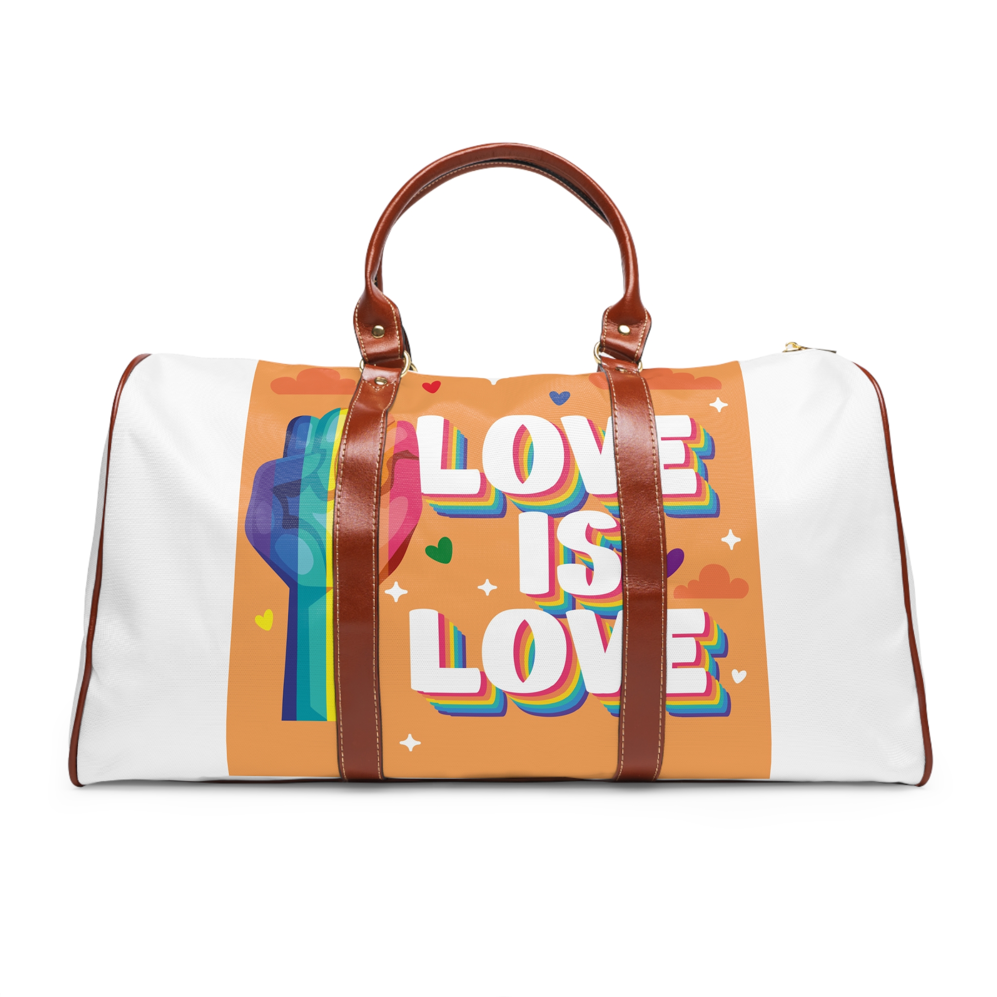 Love Is Love Lettering With Fist Waterproof Travel Bag