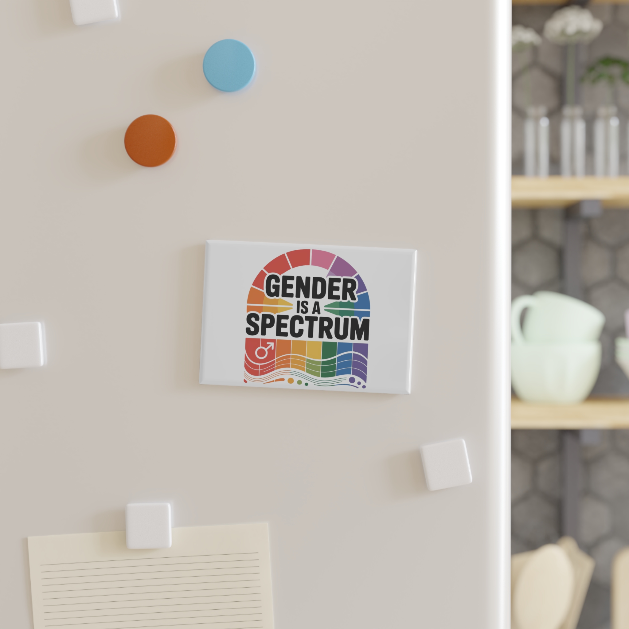 Gender Is Spectrum T Shirt Design Isolated White Background Button Magnet Rectangle 1 And 10 Pcs - Image 3