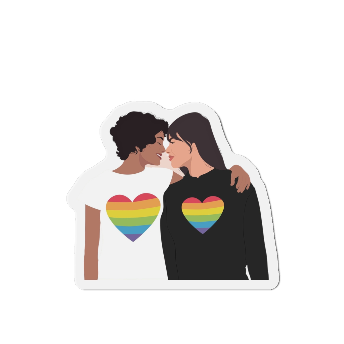 Embracing Lgbt Couple Couple Girls Love Smiling Each Other Die Cut Magnets - Image 4