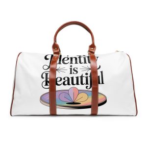 Identity Is Beautiful T Shirt Design Isolated White Background 2 Waterproof Travel Bag