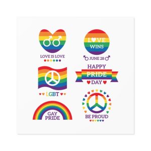 Pride Day Badges Illustration Set Laminate Stickers Square