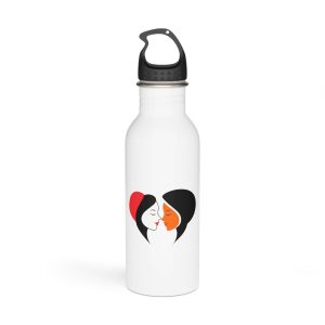 Celebrating Love Interracial Couple Heart Design Stainless Steel Water Bottle