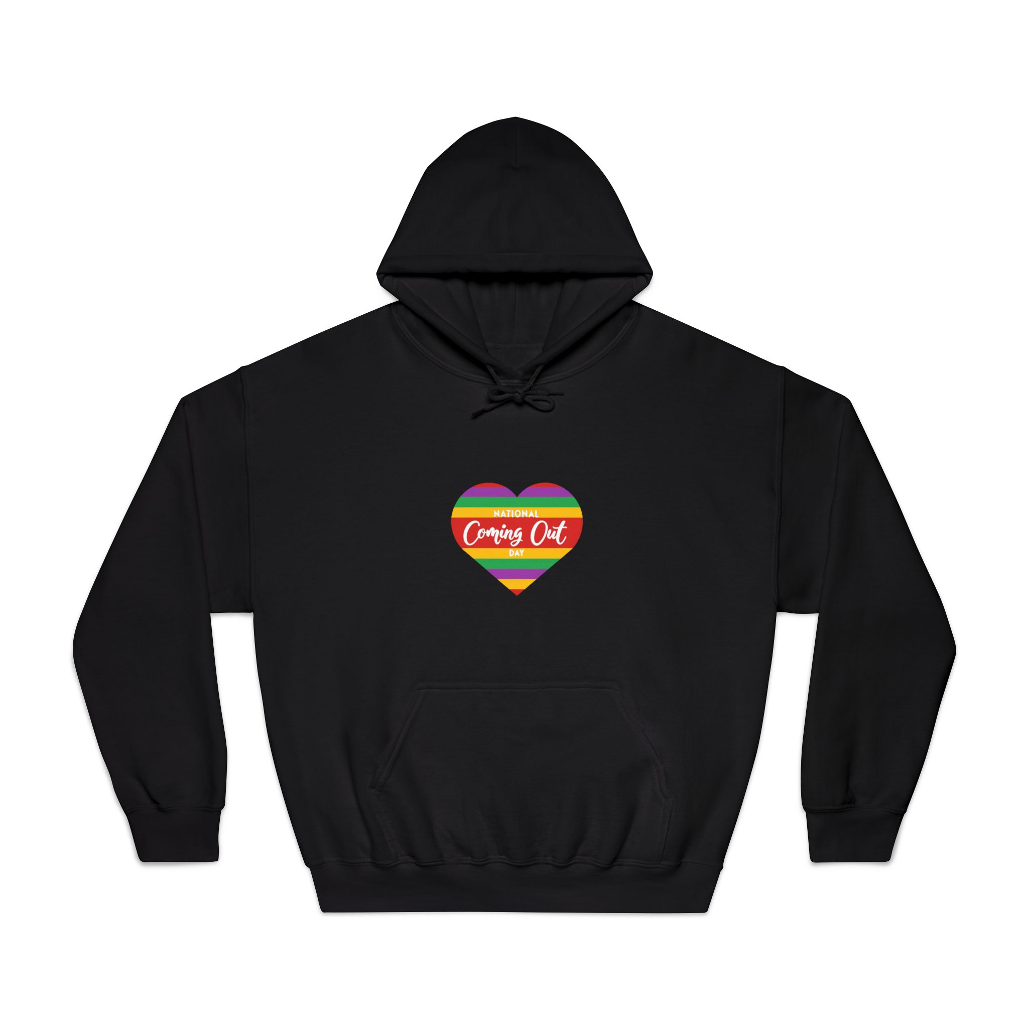 National Coming Out Day Rainbow Heart With Text Pride Lgbtq Unisex Dryblend Hooded Sweatshirt - Image 9