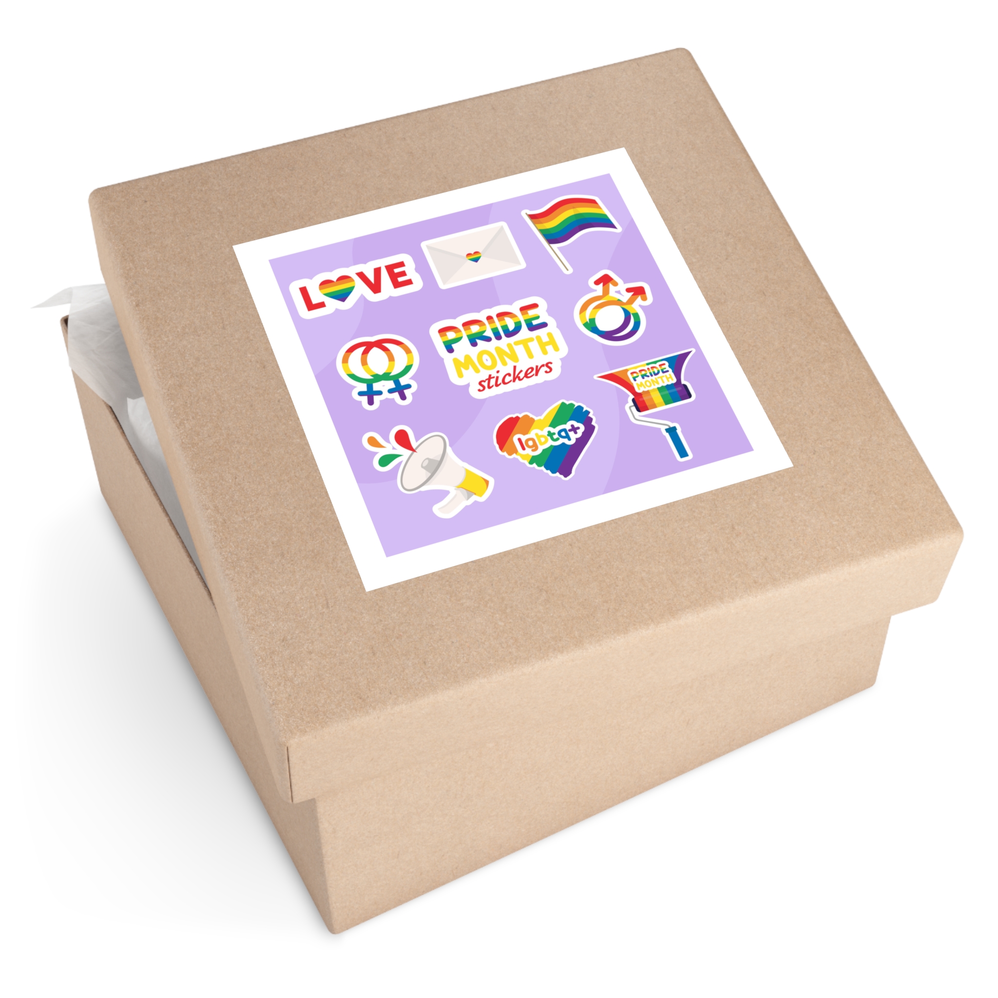 Pride Month Stickers Lgbtq Rainbow Flag Cute Flat Illustrations Laminate Stickers Square - Image 51