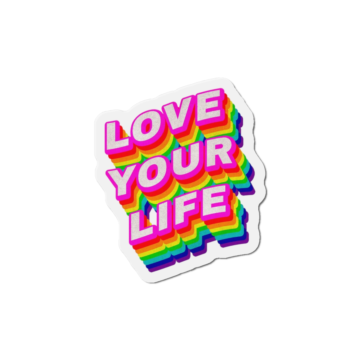Rainbow Word Love Your Life Typography Design Element Die Cut Magnets - Image 7