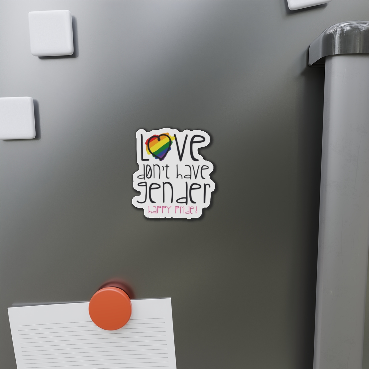 Design With Rainbow Colors Heart With Smile Encouraging Message Happy Pride Die Cut Magnets - Image 5