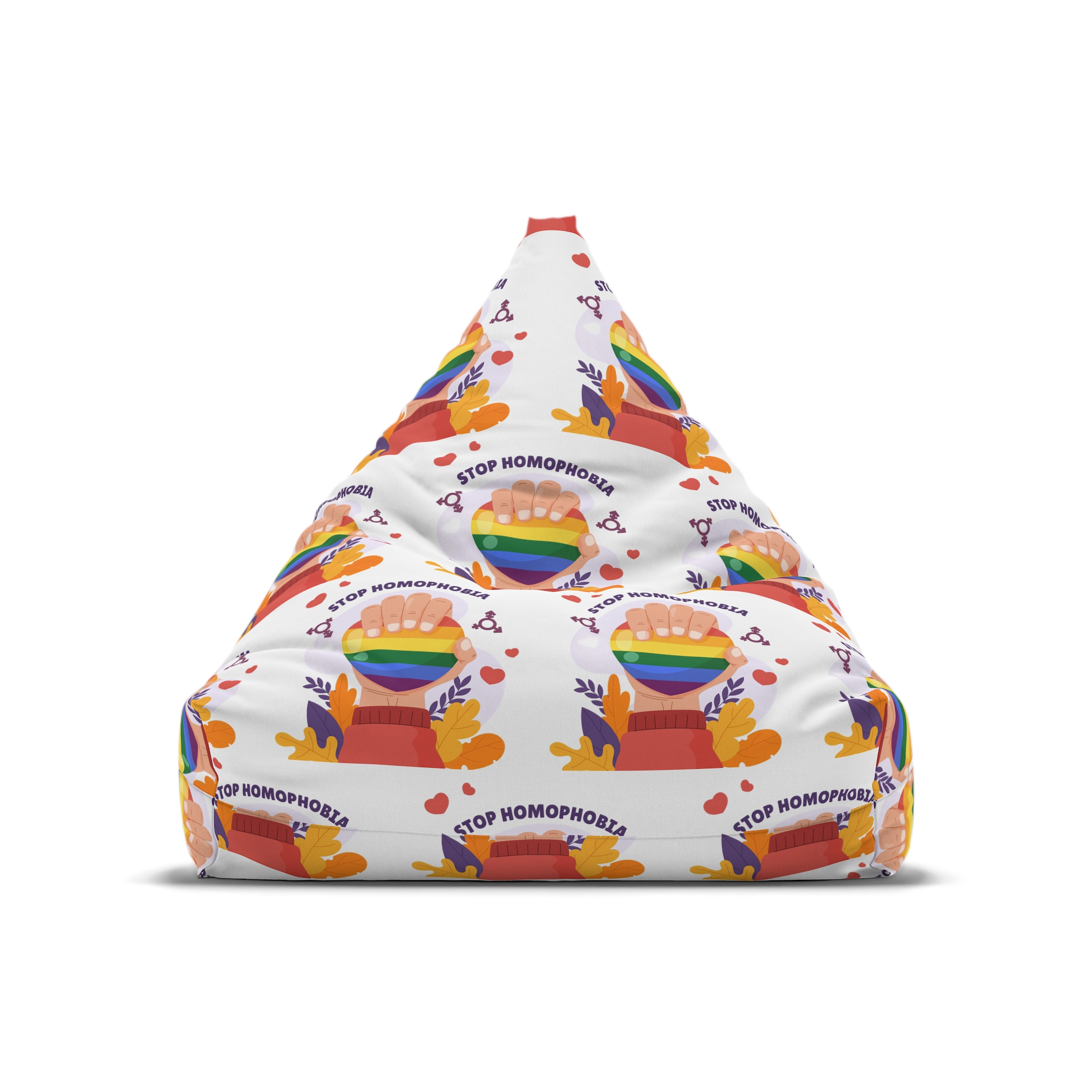 Hand Drawn Stop Homophobia Concept Illustrated Bean Bag Chair Cover - Image 5
