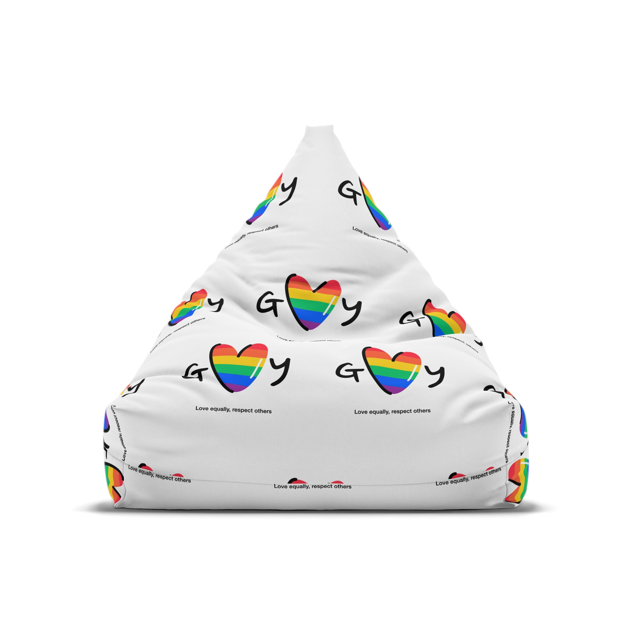 Love Letter Pride Rainbow Lettering Text Writing Pattern Freedom Love Heart Homo Colors Flag Parade Bean Bag Chair Cover - Image 5