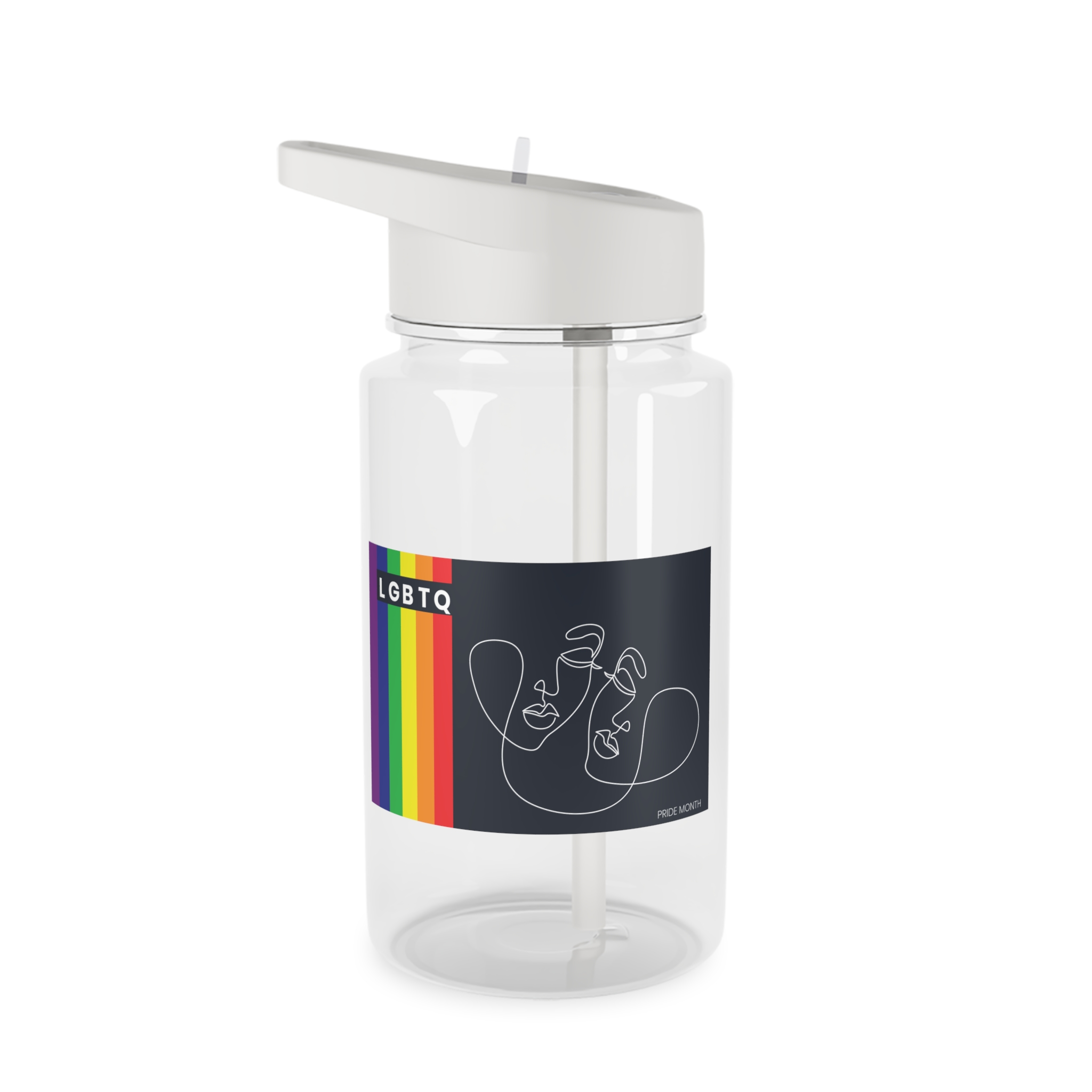 Lgbtq Pride Month Color Flag Dark Background With Female Couple Line Are Vector Illustration Tritan Water Bottle
